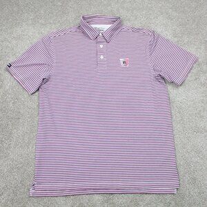 Straight Down Polo Shirt Mens Medium Pink/Blue Nylon/Polyamid-Polyester Stretch